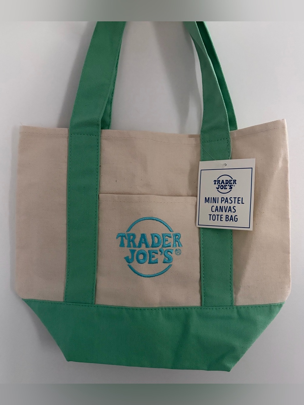 Trader Joe’s mini pastel canvas tote